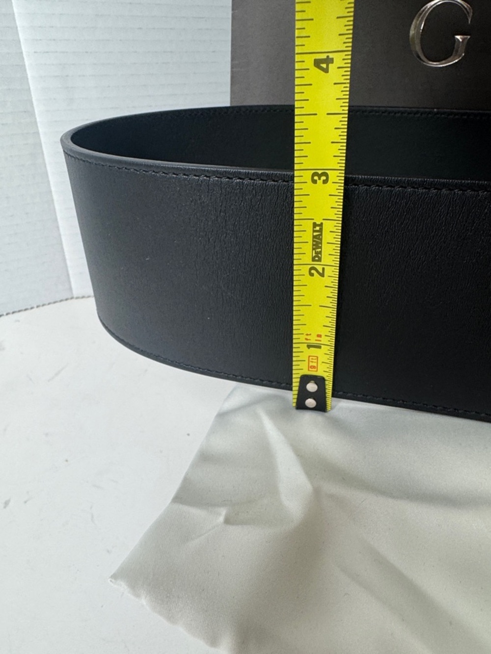 Gucci Jumbo Pearl GG Marmont Black Wide Leather Belt- NWT Size 95 - Picture 13 of 13